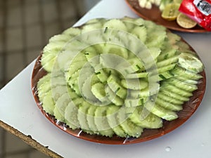 Cucumber in plastic wrap