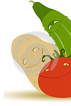 Cucumber, Potato, Tomato