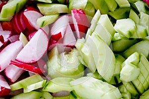 Cucumber and radish