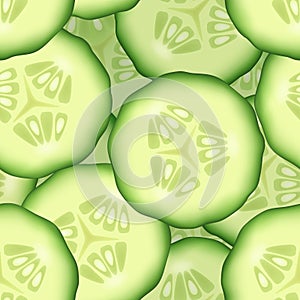 Cucumber realistic seamless pattern