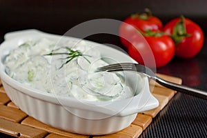 Cucumber salad with sour cream