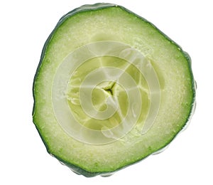 Cucumber slice details on white photo