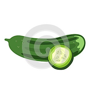 Cucumber with slice flat design vector