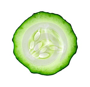 Cucumber slice isolated on white