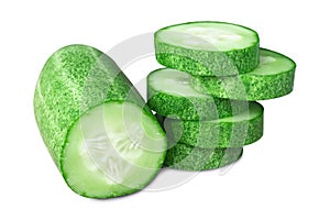 Cucumber slice isolated on white background