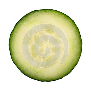 Cucumber slice isolated on white background close up