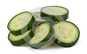 Cucumber slice isolated on white background close up