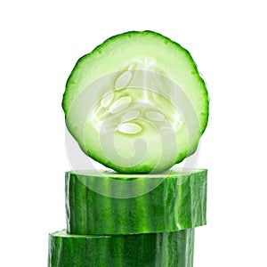 Cucumber sliced on white