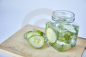 Cucumber sliced on white background