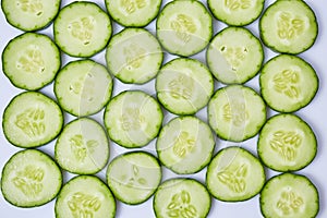 Cucumber sliced on white background