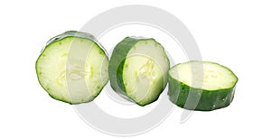 Cucumber and slices isolated on white background