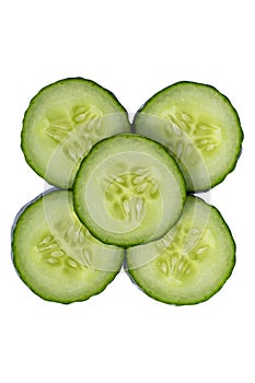 Cucumber Slices on a White Background