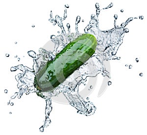 Cucumber splashing in water