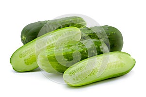 Cucumber vegetable closeup on white