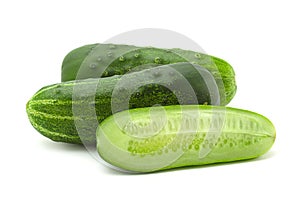 Cucumber vegetable closeup on white