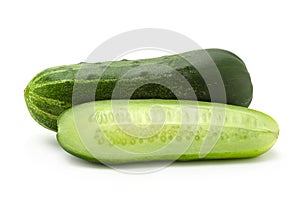 Cucumber vegetable closeup on white