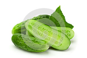 Cucumber vegetable closeup on white