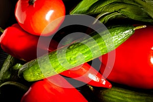 cucumber vegetable mix on black