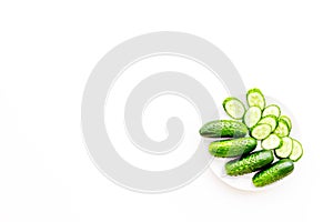 Cucumber. Vegetables for greeny organic smoothy for sport diet on stone background top view mockup