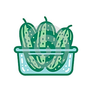 Cucumbers in Container - Vector Flat Minimalistic Icon