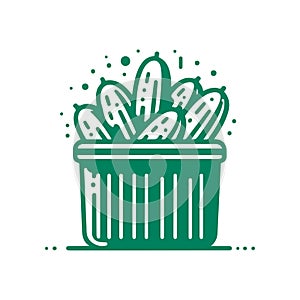 Cucumbers in Container - Vector Flat Minimalistic Icon