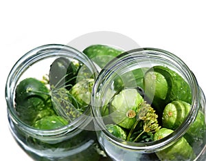 Cucumbers in jar