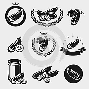 Cucumbers set. Vector
