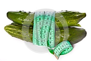 Cucumbers tied with centimeter