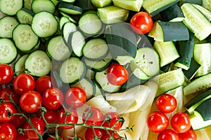 Cucumbers, tomatoes and other vegetables macro