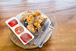 Cucur bawang or onion fritters, popular Malaysia food photo