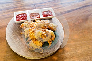 Cucur bawang or onion fritters, popular Malaysia food photo