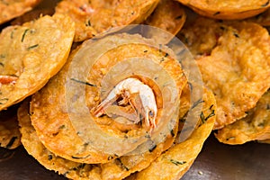 Cucur Udang or prawn fritters, a popular Malaysian fried snack photo