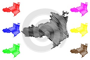 Cuddalore district Tamil Nadu State, Republic of India map vector illustration, scribble sketch Cuddalore map