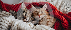 Cuddling Felines: A Purrfect Valentine\'s Embrace. Concept Valentine\'s Day, Feline Love, Cuddles,