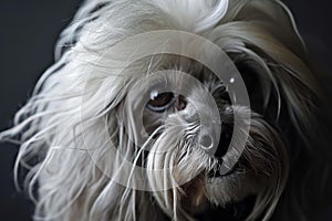 Cuddly Appearance dog long hair canine. Generate Ai