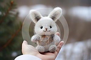 Cuddly Newborn baby toy bunny. Generate Ai