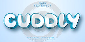 Cuddly text effect, editable blue color cartoon text style