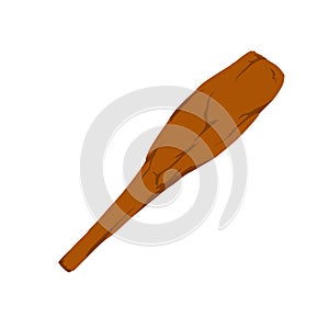 Cudgel or wooden club isolated on white background. Stone age truncheon weapon in flat style.