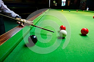 The cue of ball for a shot