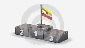 Cuenca 3D waving flag illustration on winner podium.