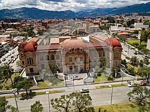 Cuenca, Ecuador / October 20, 2017 - Aerial view of the iconic B