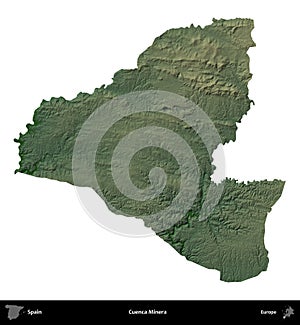 Cuenca Minera, Spain, isolated on white. Physical