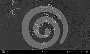 Cuenca outlined, Spain. Grayscale
