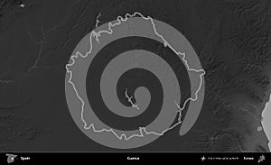 Cuenca outlined, Spain. Grayscale
