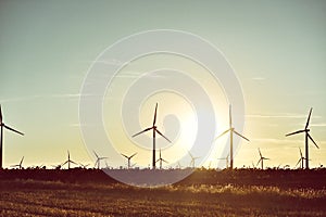 Cuenca wind farm at sunset