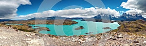 Cuernos del Paine, Lago Pehoe, Torres del Paine National Park in Chilean Patagonia, Chile photo