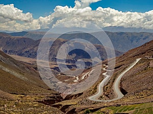 cuesta de lipan, a winding road up the andes mountains photo
