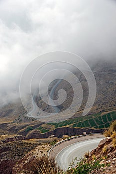 The Cuesta del Lipan, a zigzag and steep section of National Route 52, Province of Jujuy, Argentina