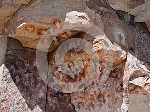 Cueva de los Manos or Cave of the Hands in Patagonia. Argentina photo