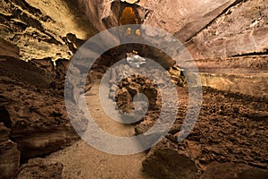 Cueva de los Verdes. Tourist attraction in Lanzarote, amazing volcanic lava tube.